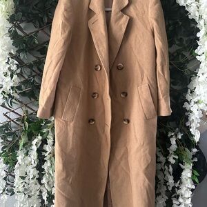Saks Fifth Avenue Tan Double-Breasted Coat